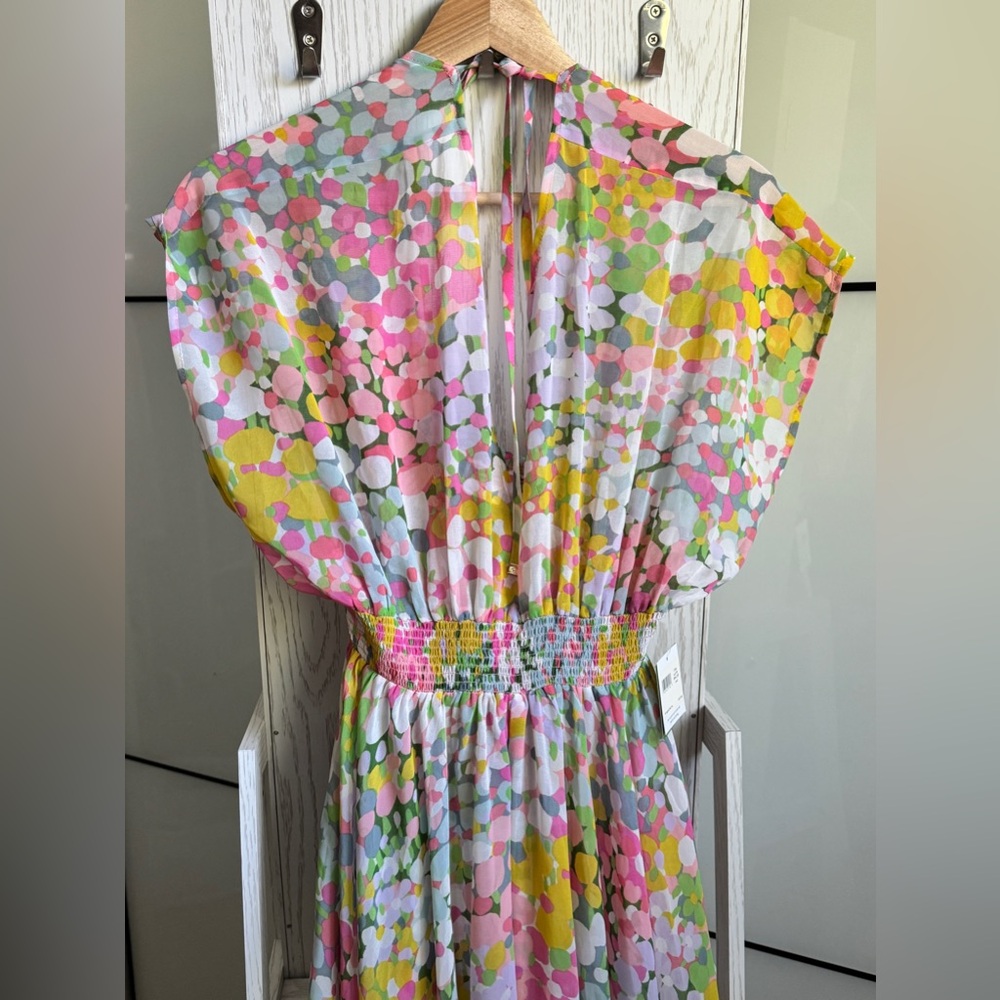 Kate Spade Colorful Floral Dots Beach Cover Up  MIDI Dress - Picture 4 of 11